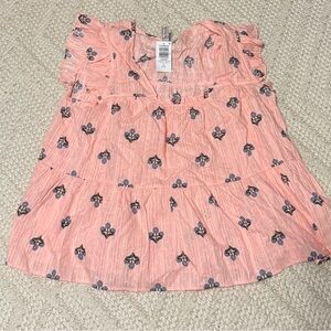 NWT Torrid Belle Isle bright coral tiered blouse, size 1